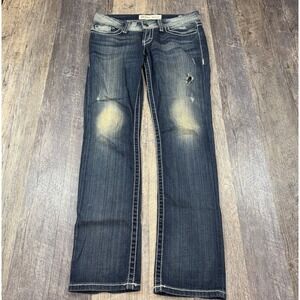 BKE Sabrina Jeans Womens 28R (32x31.5) Low Rise Bootcut Distressed Buckle Denim